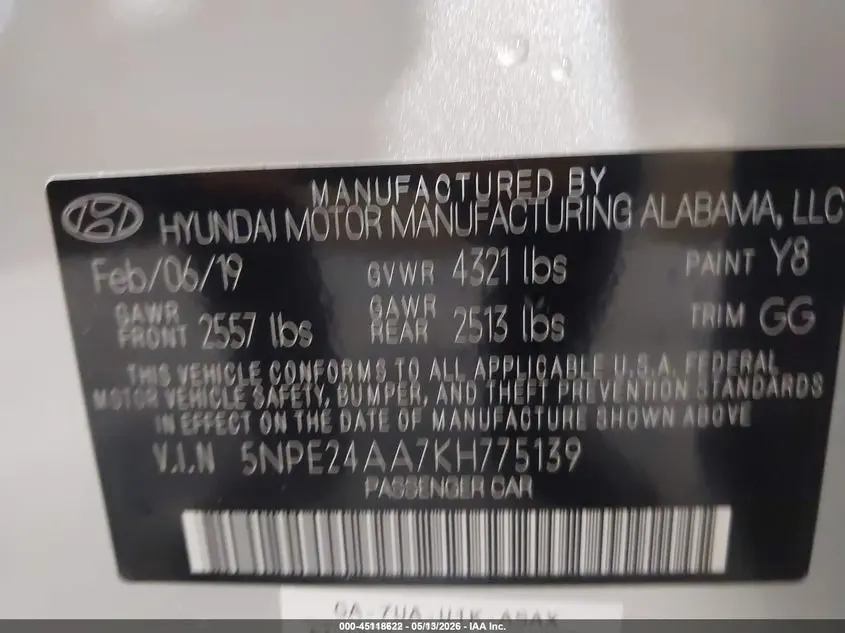 2019 HYUNDAI SONATA ECO