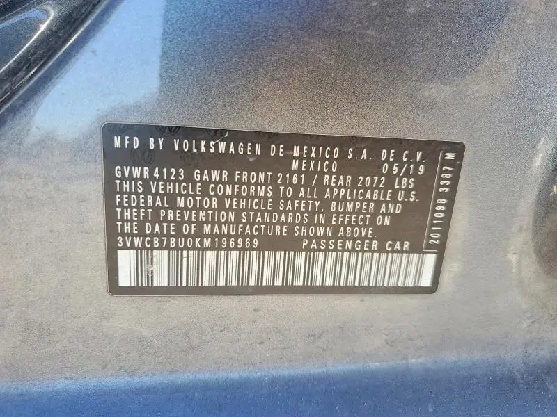 2019 VOLKSWAGEN JETTA S  