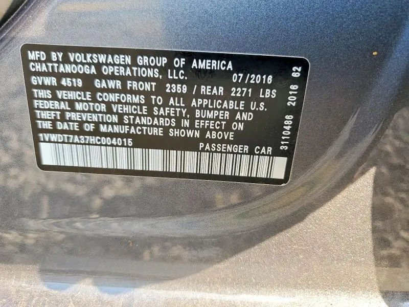 2017 VOLKSWAGEN PASSAT R-LINE  