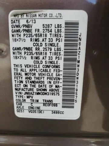 2013 NISSAN MURANO S  
