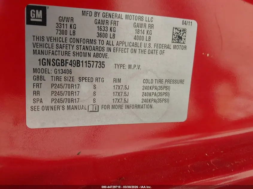 2011 CHEVROLET EXPRESS 1500 LS