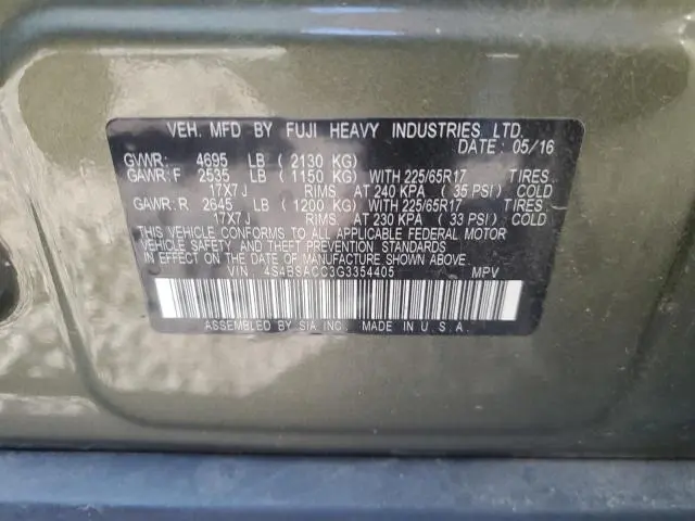 2016 SUBARU OUTBACK 2.5I PREMIUM  