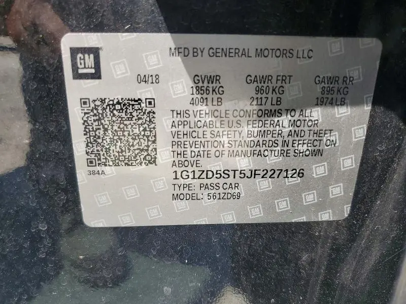2018 CHEVROLET MALIBU LT  