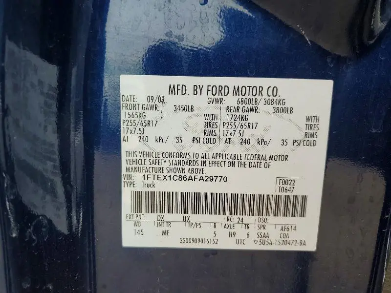 2010 FORD F150 SUPER CAB  