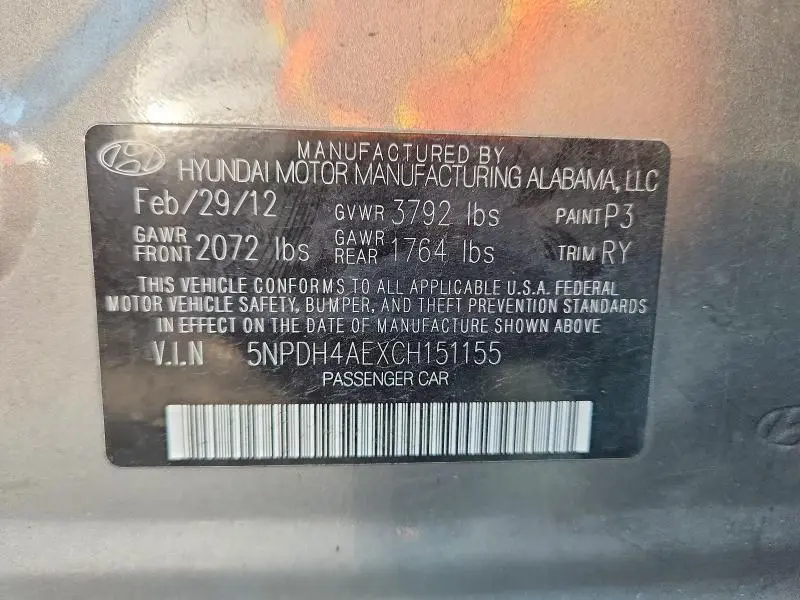 2012 HYUNDAI ELANTRA GLS  