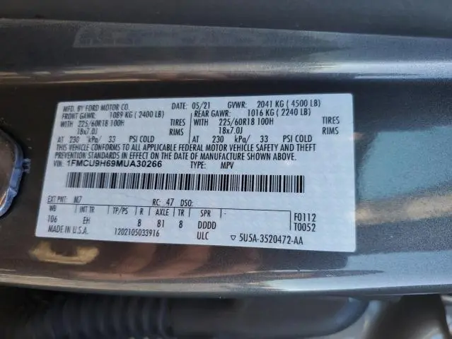 2021 FORD ESCAPE SEL  