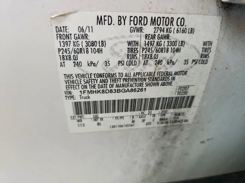 2011 FORD EXPLORER XLT  
