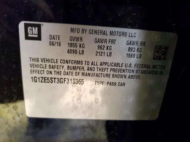 2016 CHEVROLET MALIBU LT  