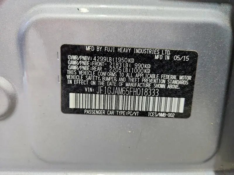 2015 SUBARU IMPREZA LIMITED  