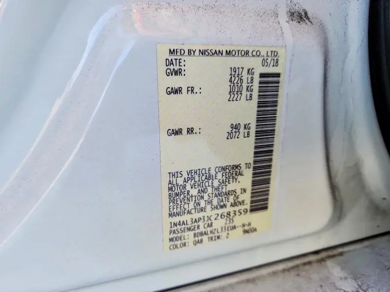 2018 NISSAN ALTIMA 2.5  