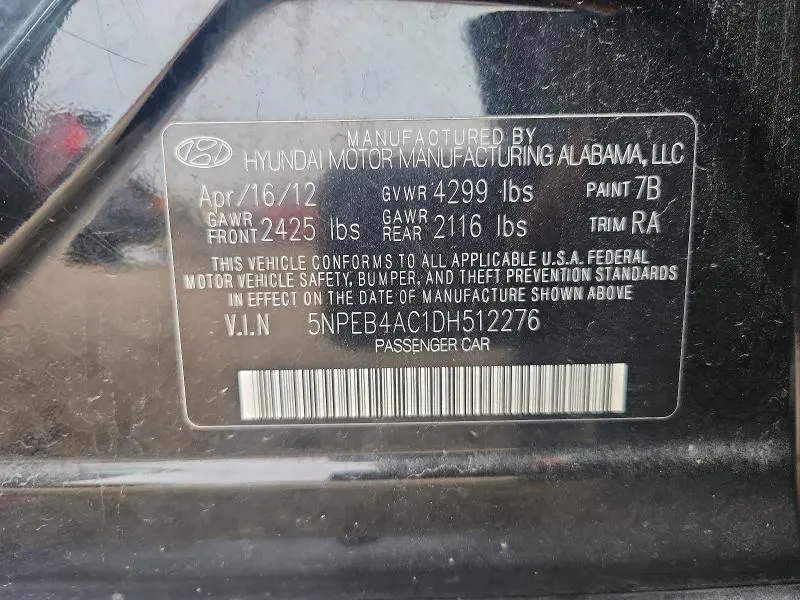 2013 HYUNDAI SONATA GLS  