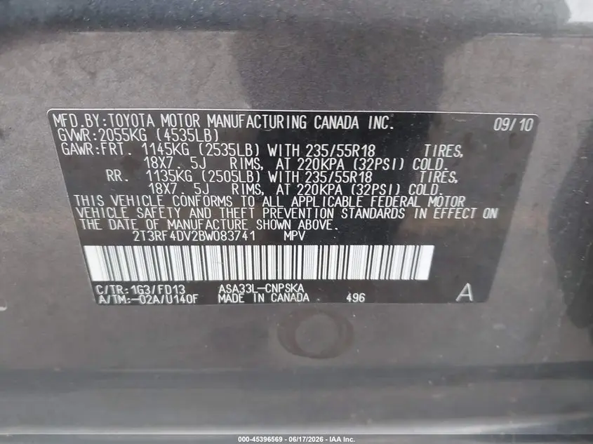 2011 TOYOTA RAV4 SPORT