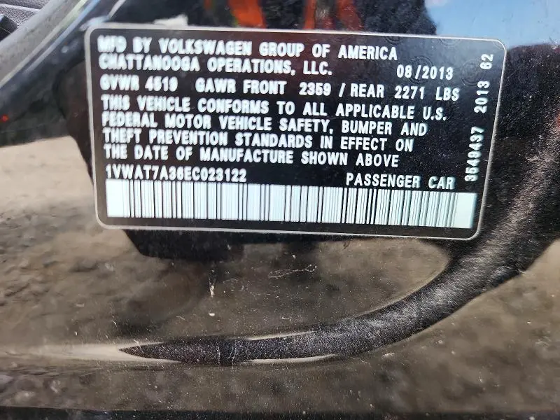2014 VOLKSWAGEN PASSAT S  