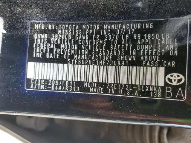 2017 TOYOTA COROLLA L  