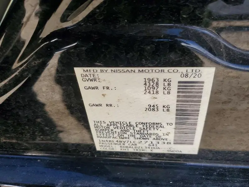 2020 NISSAN ALTIMA S  