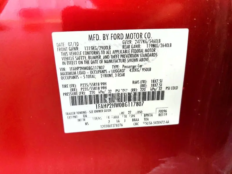 2011 FORD TAURUS SEL  