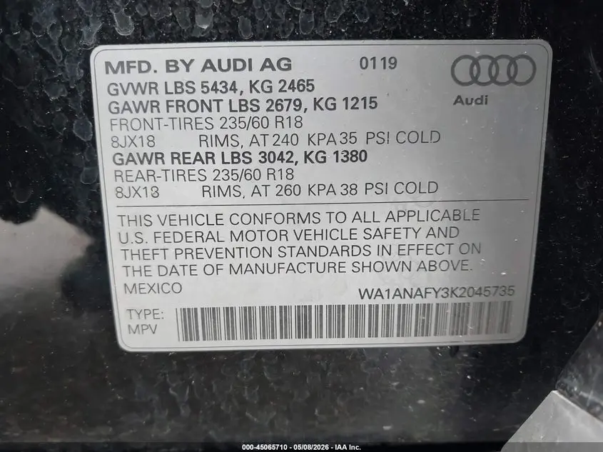 2019 AUDI Q5 45 PREMIUM