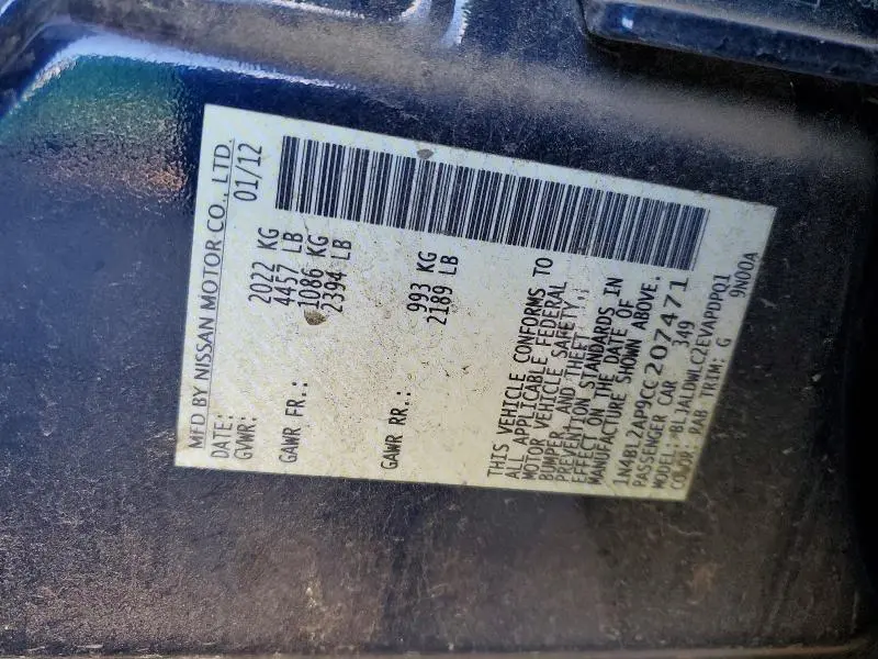2012 NISSAN ALTIMA SR  