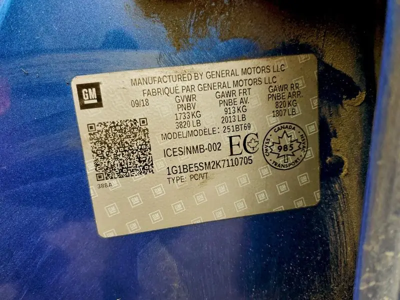 2019 CHEVROLET CRUZE LT  