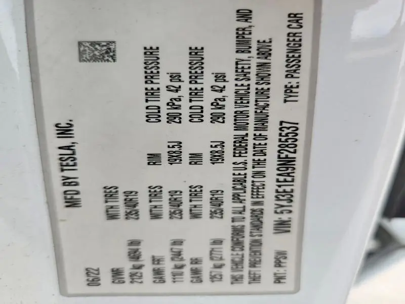 2022 TESLA MODEL 3   