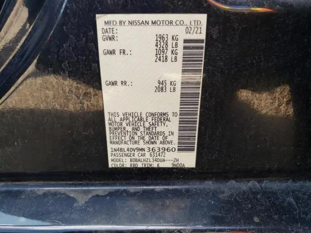2021 NISS ALTIMA SV   