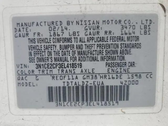 2014 NISSAN VERSA NOTE S  