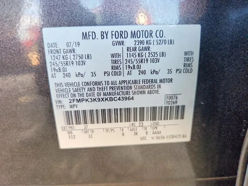 2019 FORD EDGE TITANIUM  