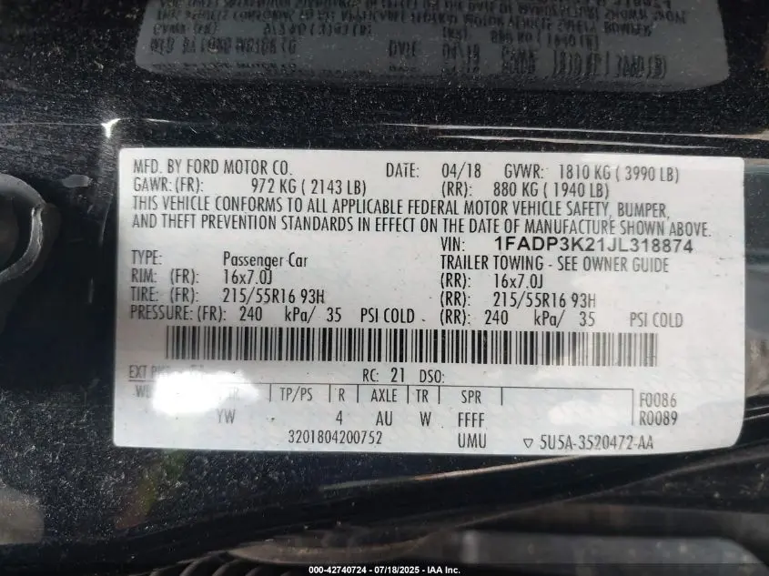 2018 FORD FOCUS SE