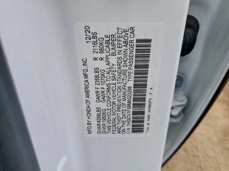 2021 HONDA ACCORD EXL  