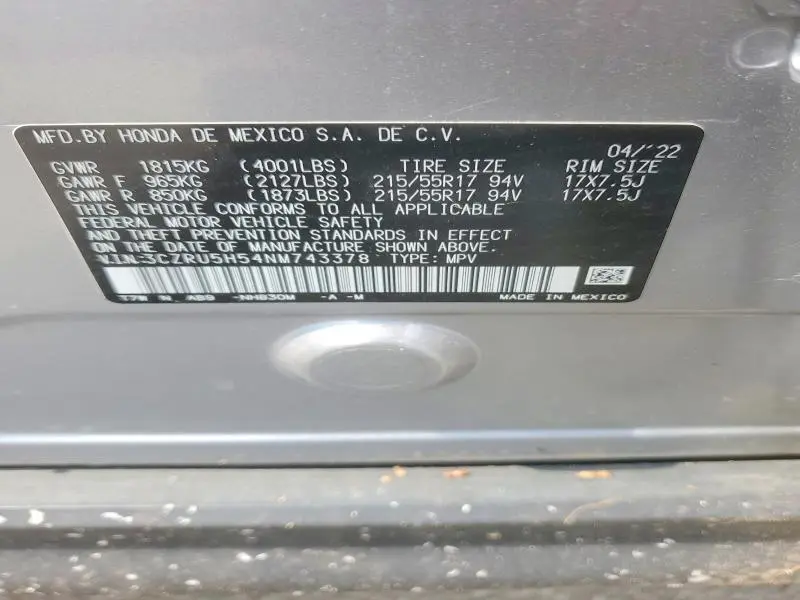 2022 HONDA HR-V   