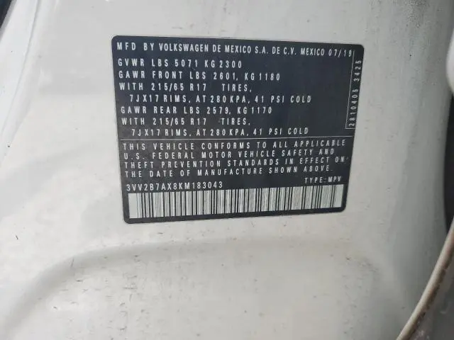 2019 VOLKSWAGEN TIGUAN SE  