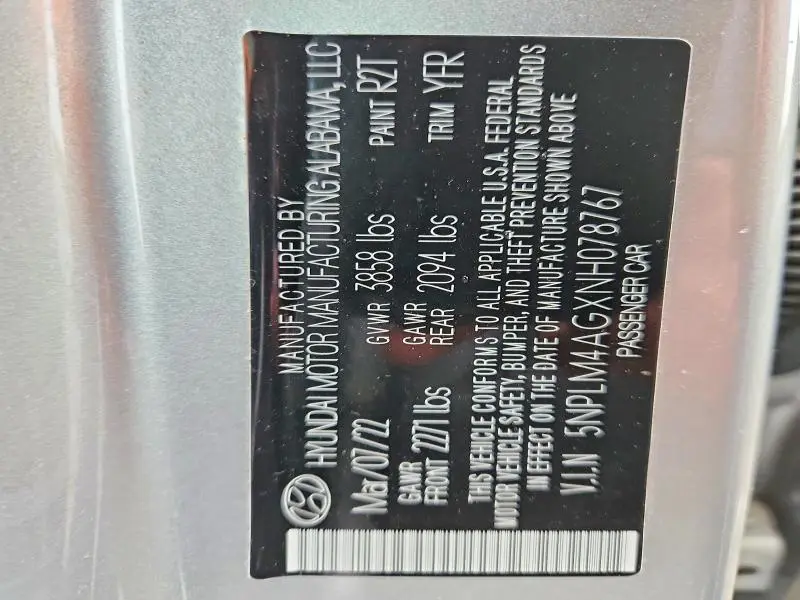 2022 HYUNDAI ELANTRA SEL  