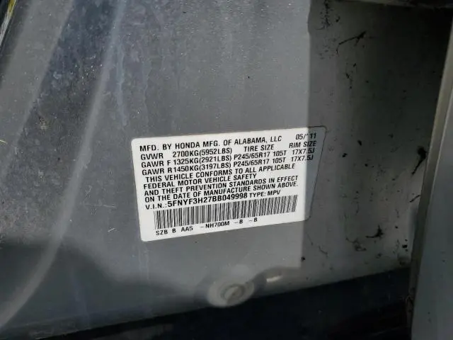 2011 HONDA PILOT LX