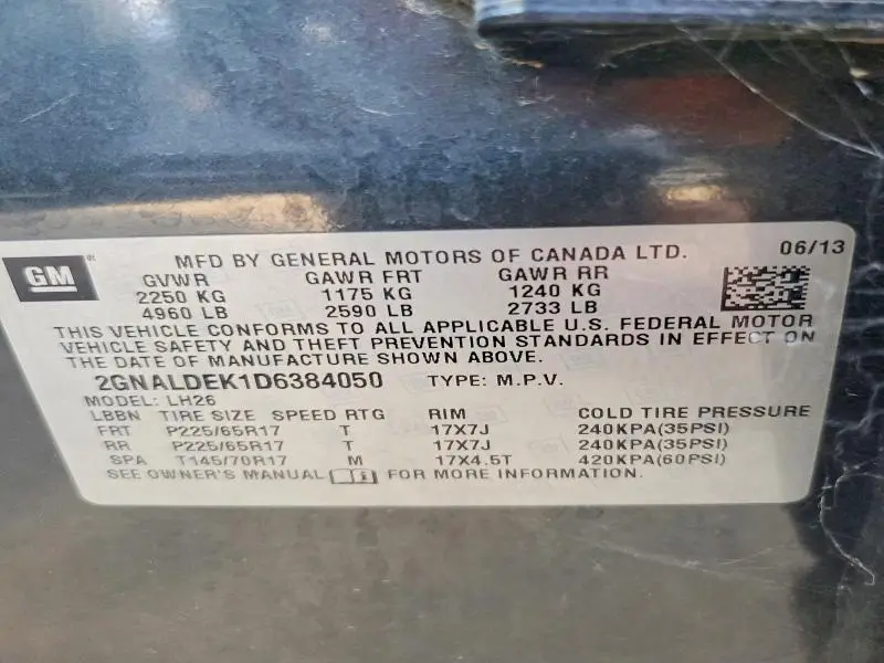 2013 CHEVROLET EQUINOX LT  