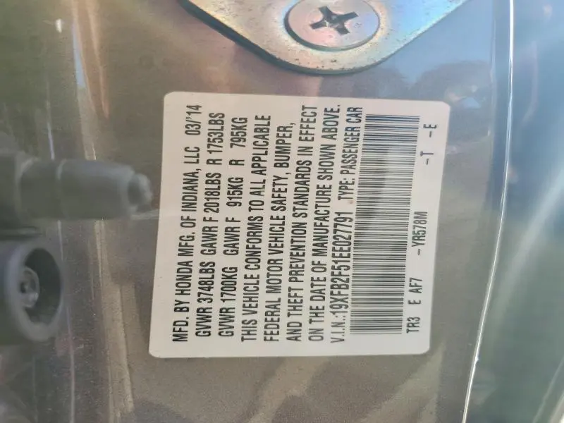 2014 HONDA CIVIC LX  