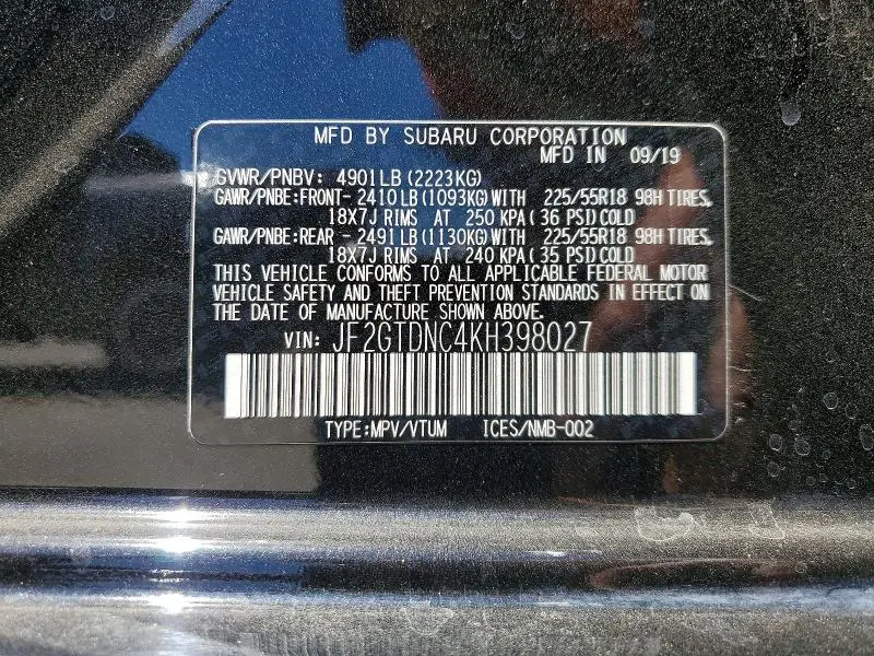 2019 SUBARU CROSSTREK LIMITED  