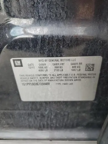 2012 CHEVROLET CRUZE LT  