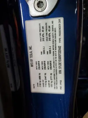 2019 TESLA MODEL 3   