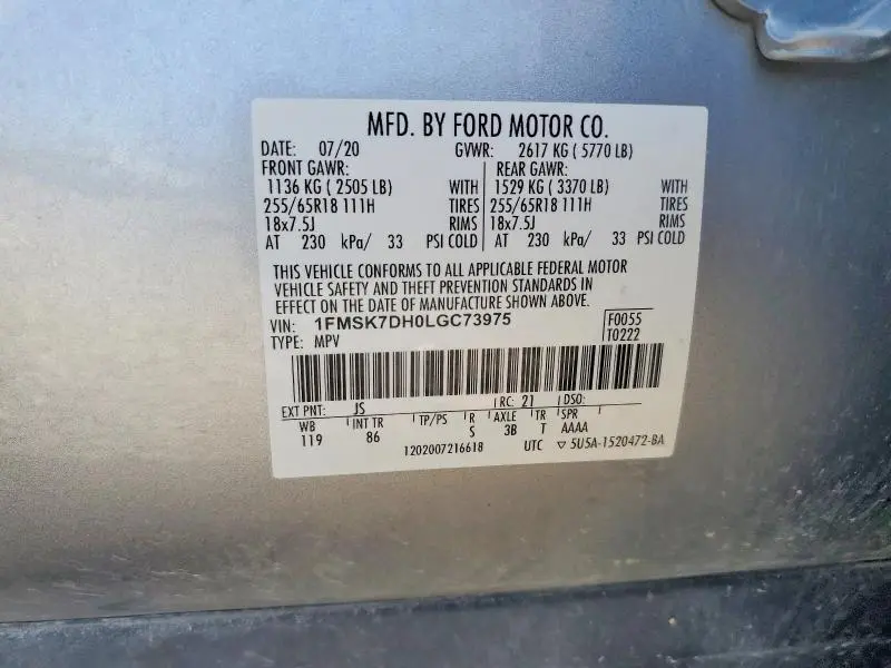2020 FORD EXPLORER XLT  