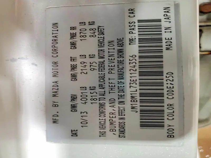 2014 MAZDA 3 TOURING  