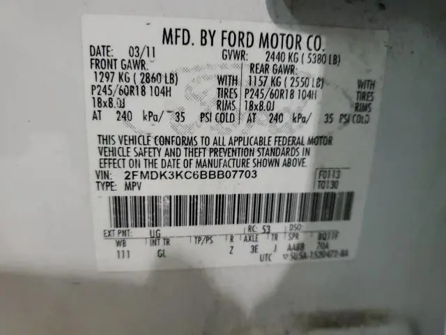 2011 FORD EDGE LIMITED  