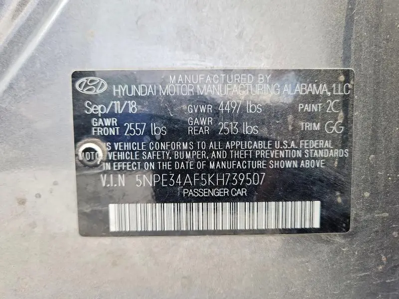 2019 HYUNDAI SONATA SEL  