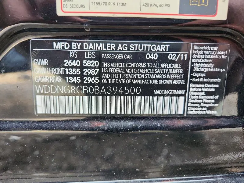 2011 MERCEDES-BENZ S 550 4MATIC  