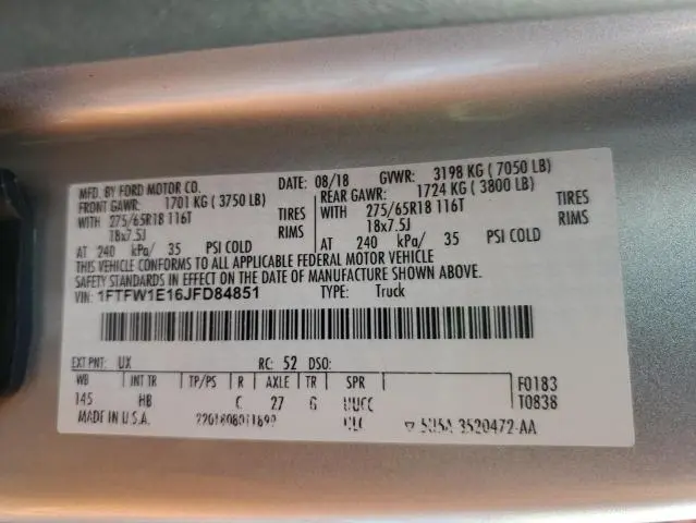 2018 FORD F150 SUPERCREW  