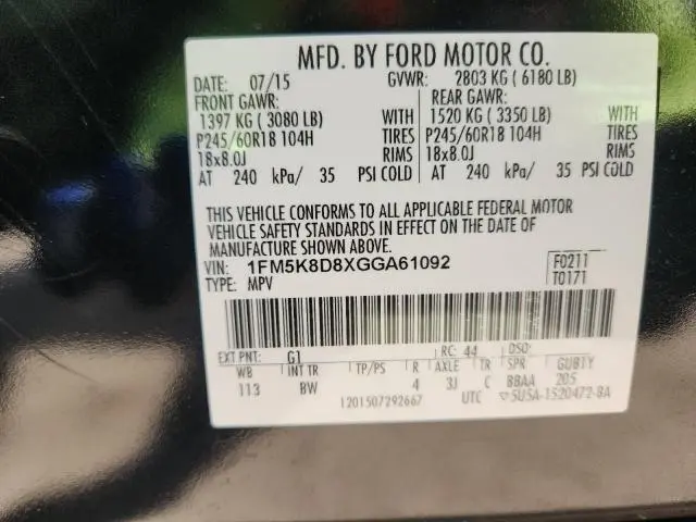 2016 FORD EXPLORER XLT  