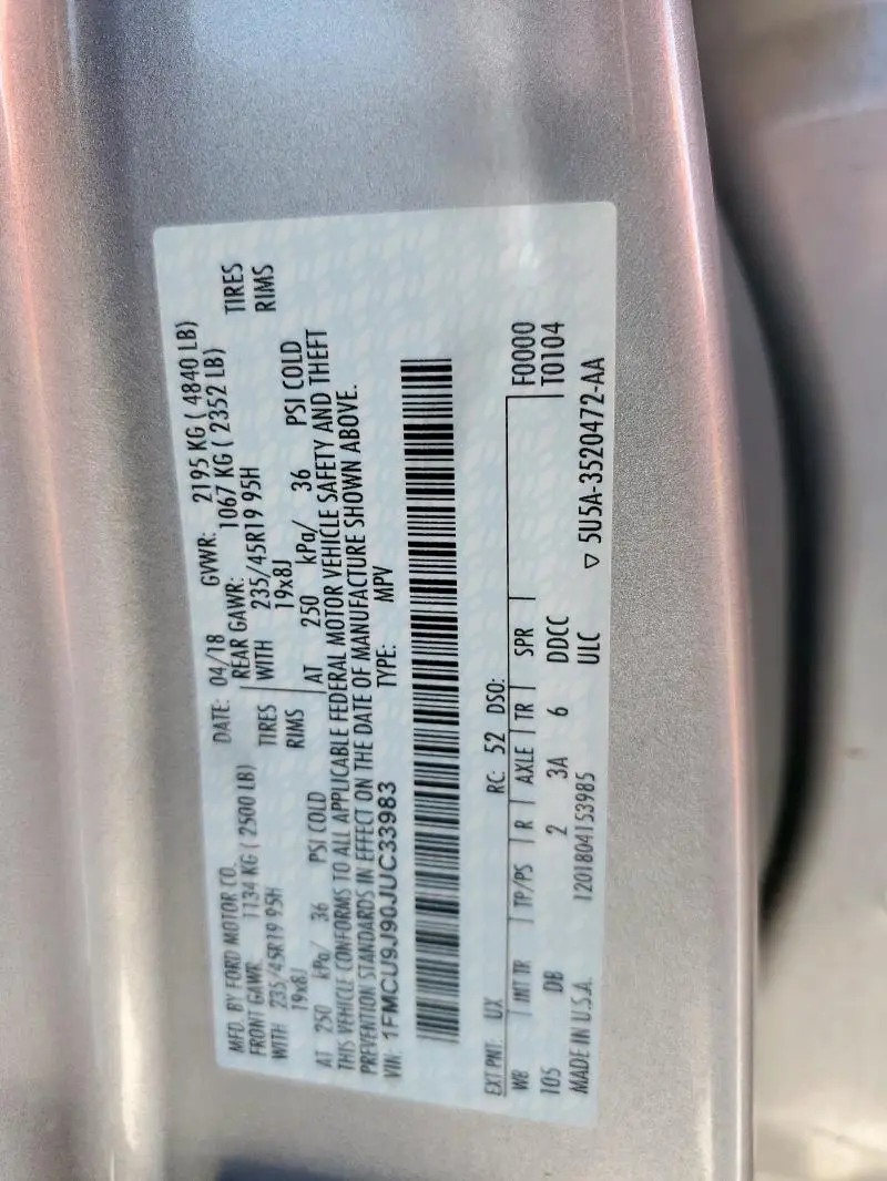 2018 FORD ESCAPE TITANIUM  