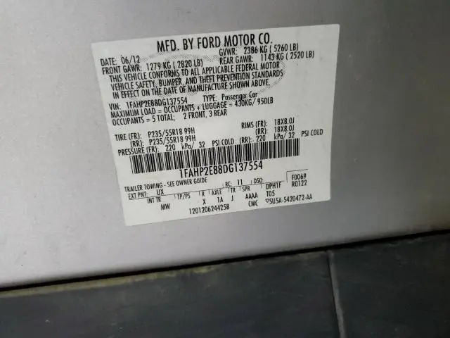 2013 FORD TAURUS SEL  