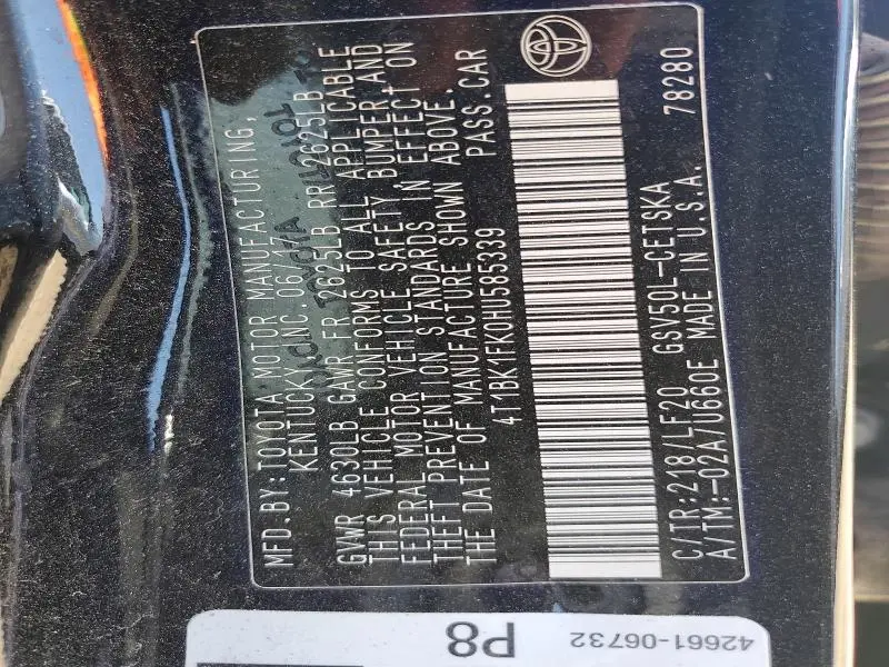 2017 TOYOTA CAMRY XSE V6  