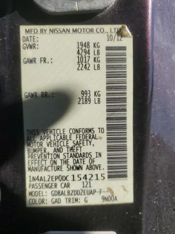 2013 NISSAN ALTIMA S  