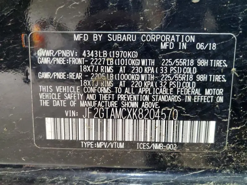 2019 SUBARU CROSSTREK LIMITED  